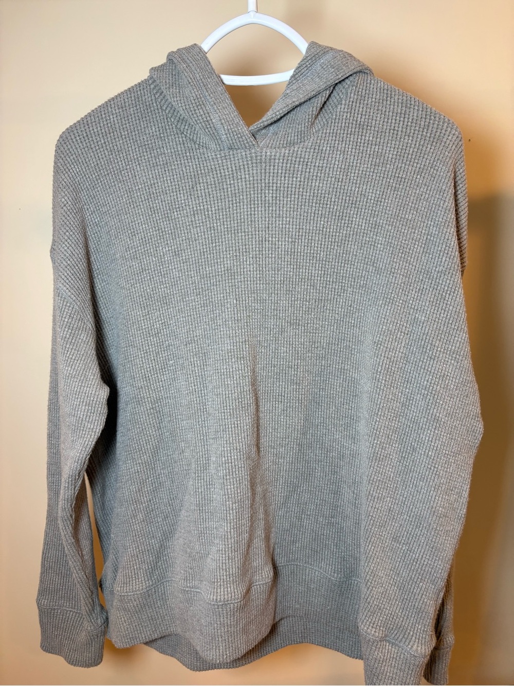 Banana Republic Men's Hooded Waffle-Knit Pullover - Light Gray